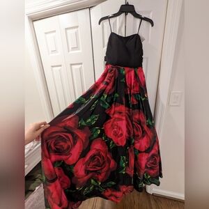 (NWT) Blondie Nites Red Rose Strapless Gown, 3